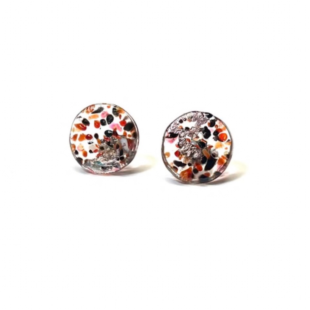 Helen Chalmers Glass & Palladium Midi Stud Earrings
